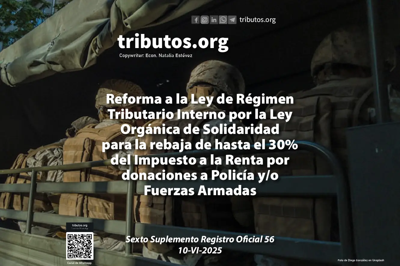 Rebaja de hasta el 30% del impuesto a la renta por donaciones Policia Militares