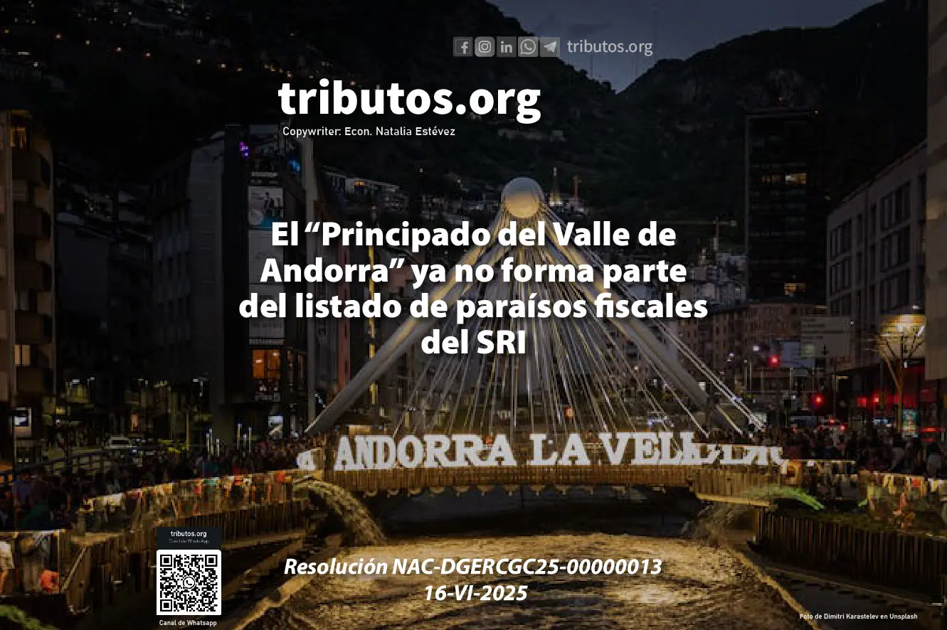 Andorra ya no forma parte del listado de paraísos fiscales del SRI