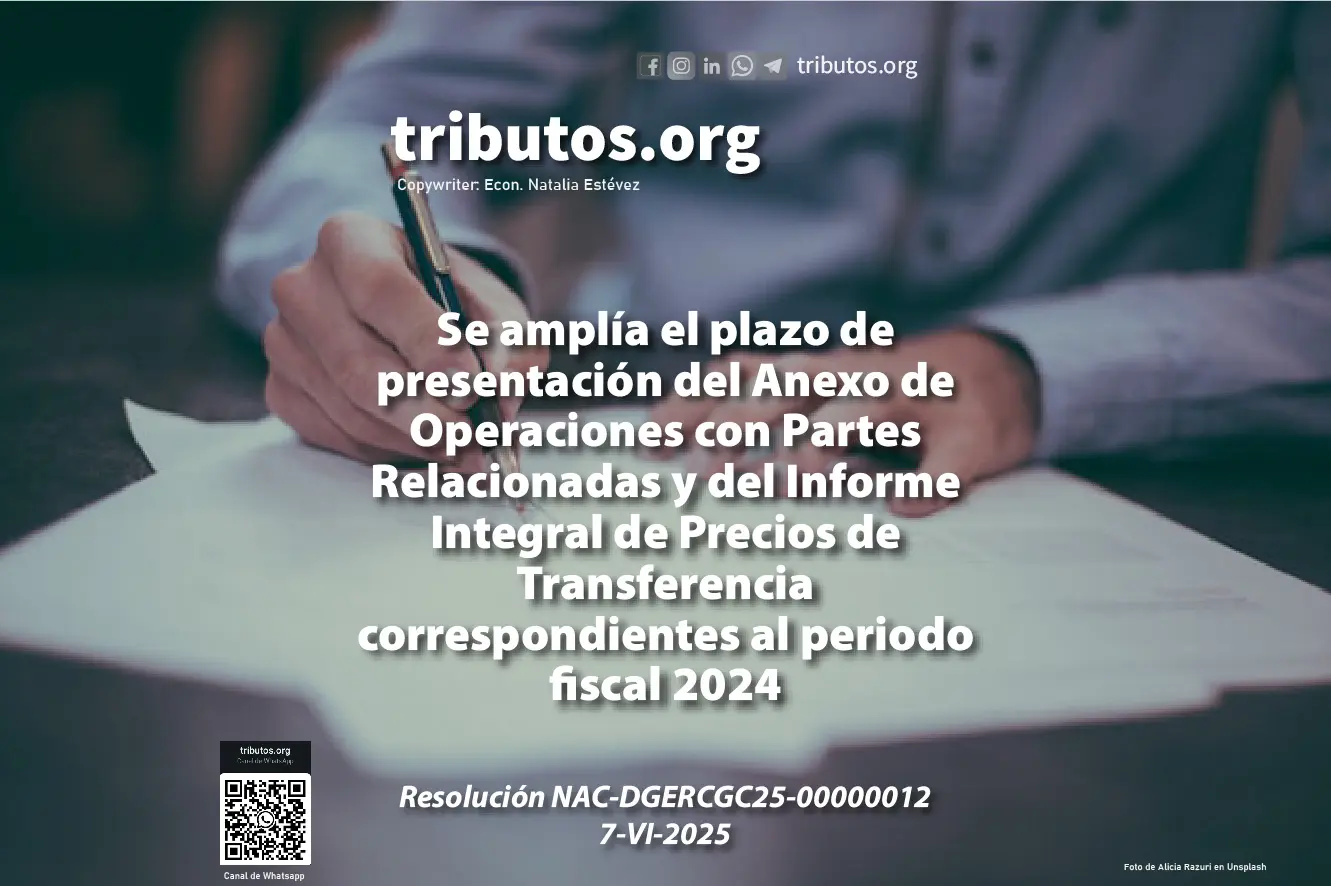 Se amplía el plazo de presentación del Anexo de Operaciones con Partes Relacionadas 