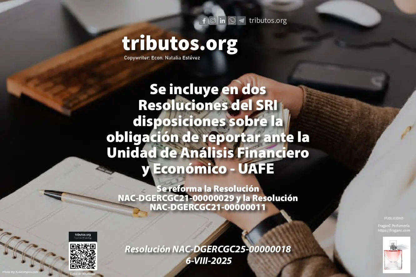 Reforma resoluciones SRI obligación reportar UAFE