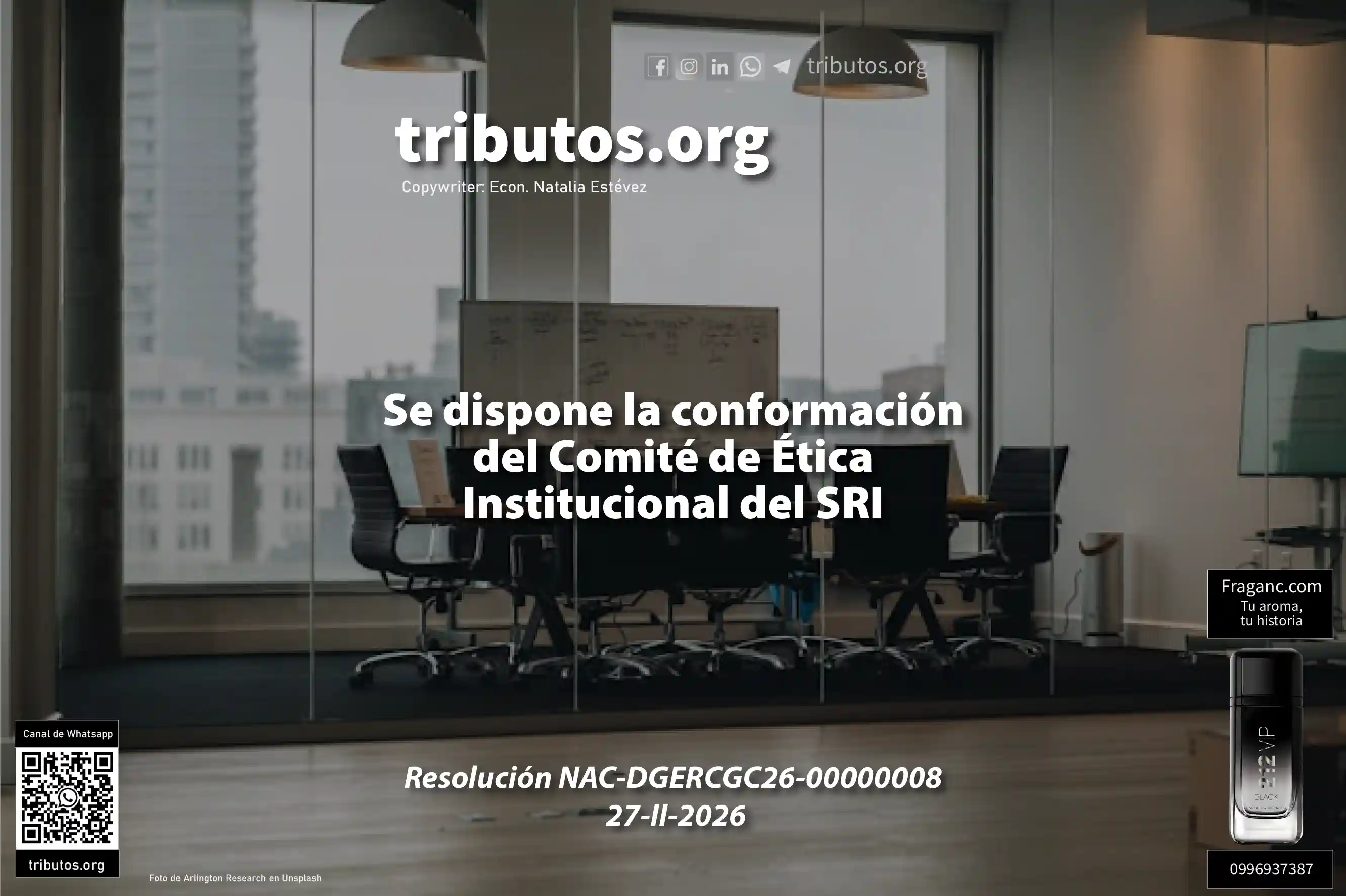 Se dispone la conformación del comité de ética institucional del SRI